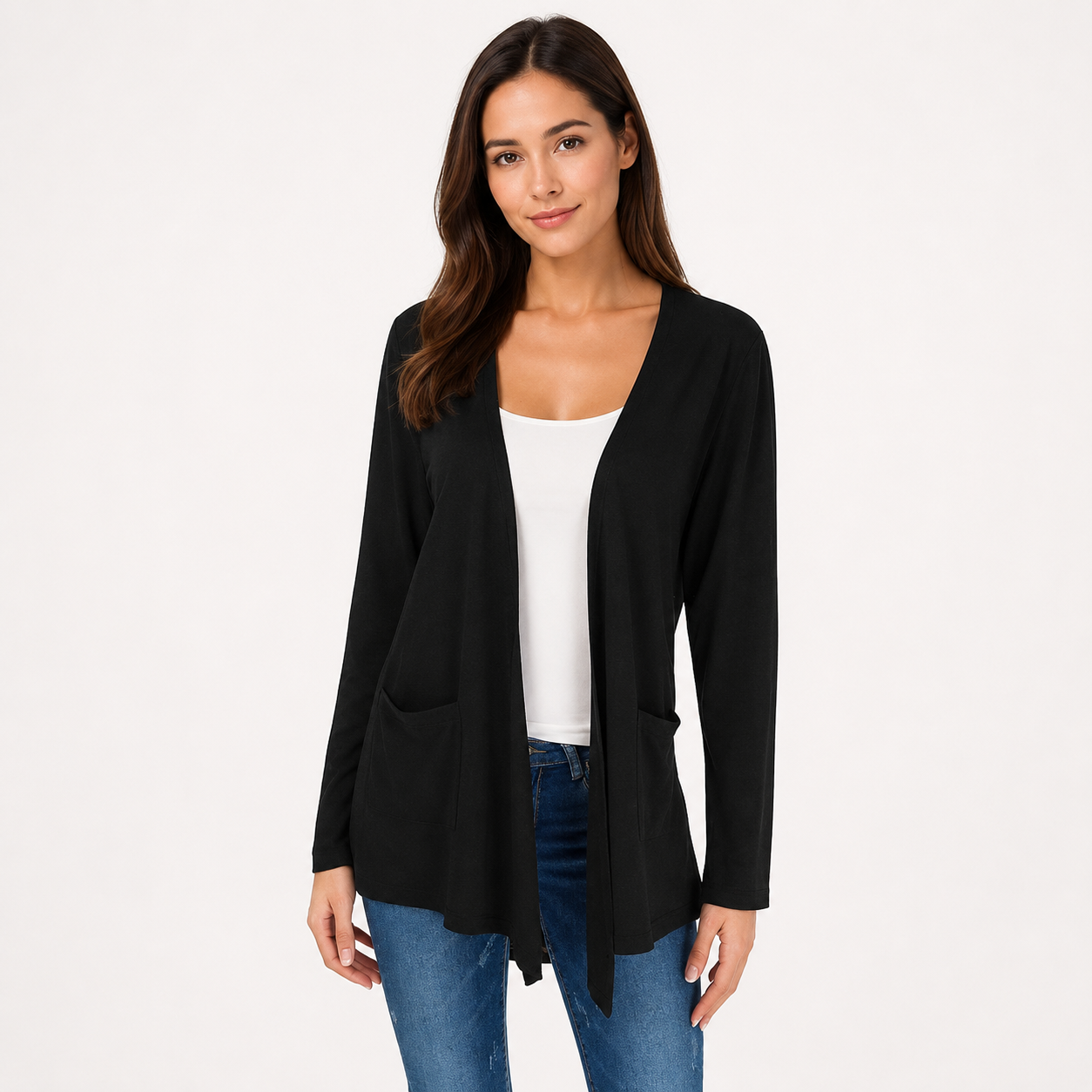 Casual Lightweight Long Sleeve Cardigan With Pockets For Women