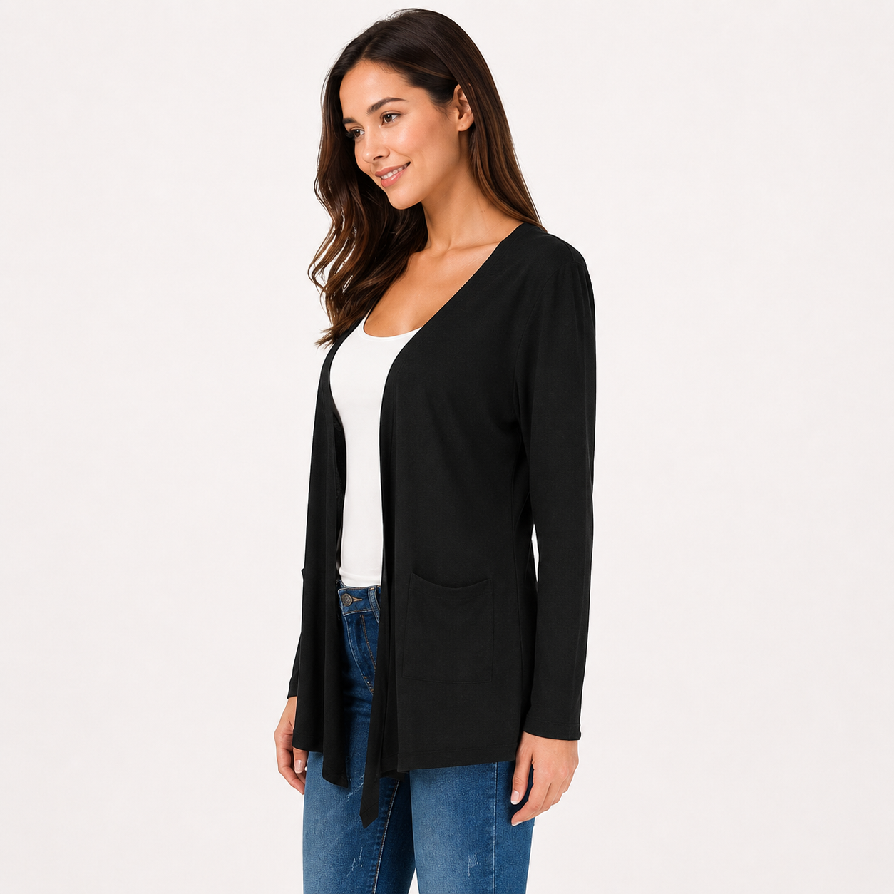 Casual Lightweight Long Sleeve Cardigan With Pockets For Women