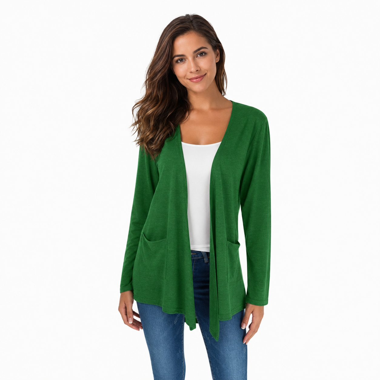 Casual Lightweight Long Sleeve Cardigan With Pockets For Women