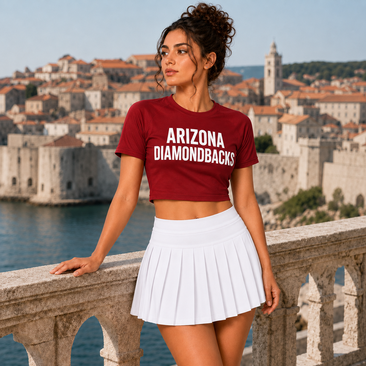 Arizona Diamondbacks Baseball Team Printed Two Piece Top And Skirt Set For Women