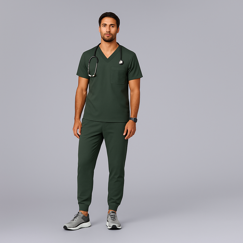 Comfortable Scrub Set For Men With Three Pocket Top And Jogger Pants