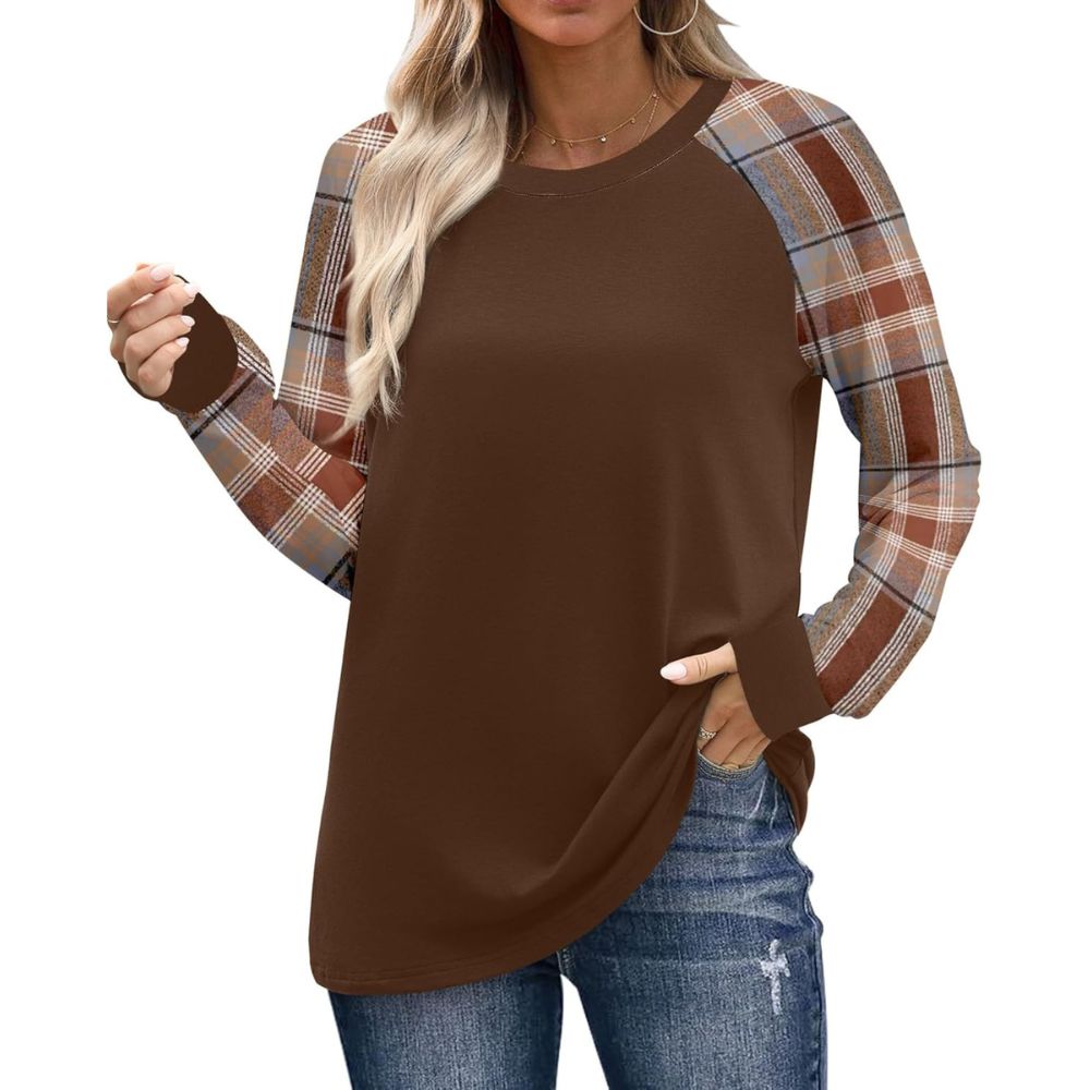 Long Sleeve Shirts for Women Color Tops Casual Crewneck Basic Tees