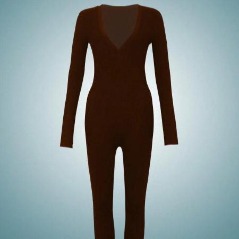 Deep V Designed Solid Color Jumpsuit For Bold And Elegant Look