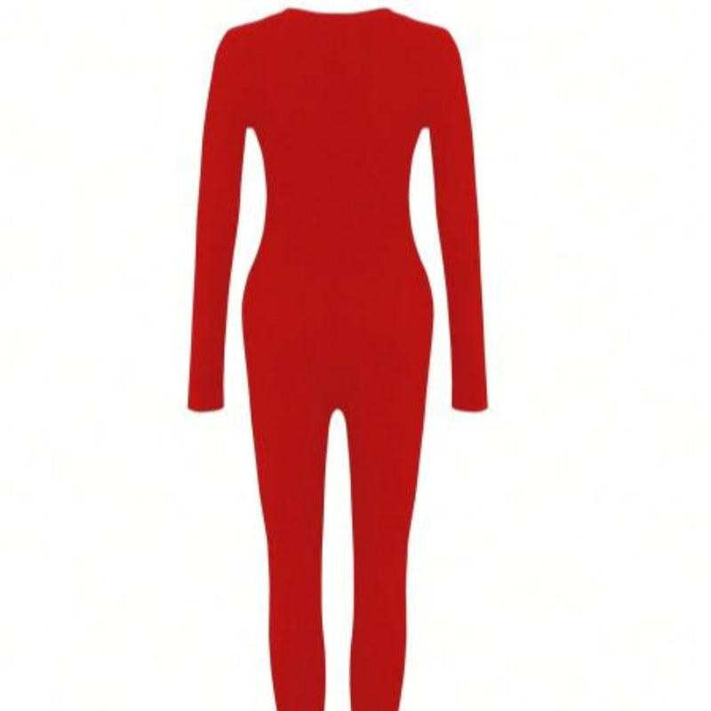 Deep V Designed Solid Color Jumpsuit For Bold And Elegant Look