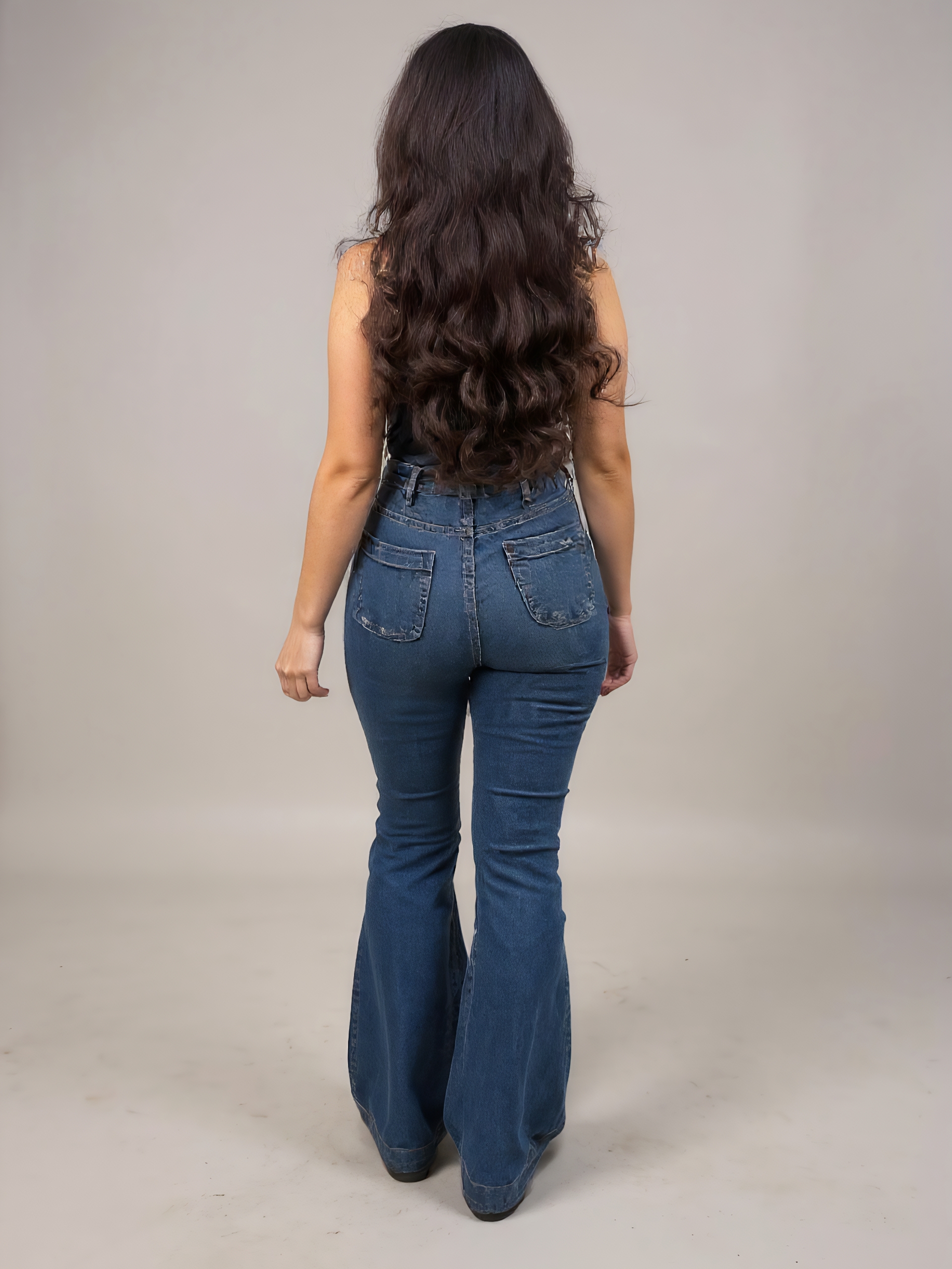 Denim Jumpsuit With Front Button Detail