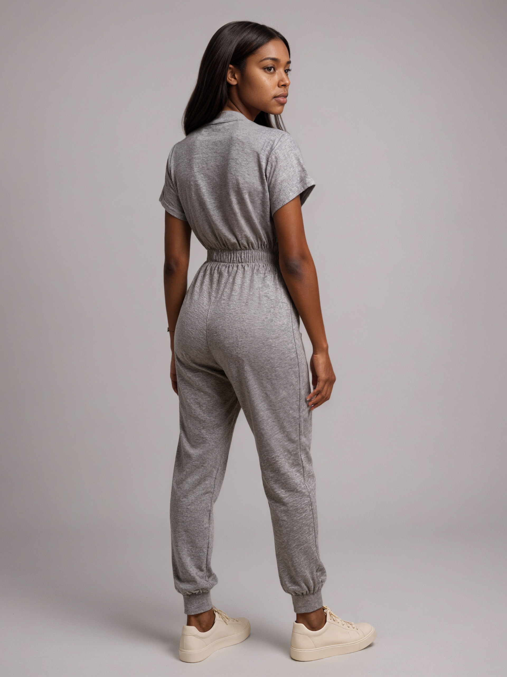 Drawstring Waist V Neck Suit