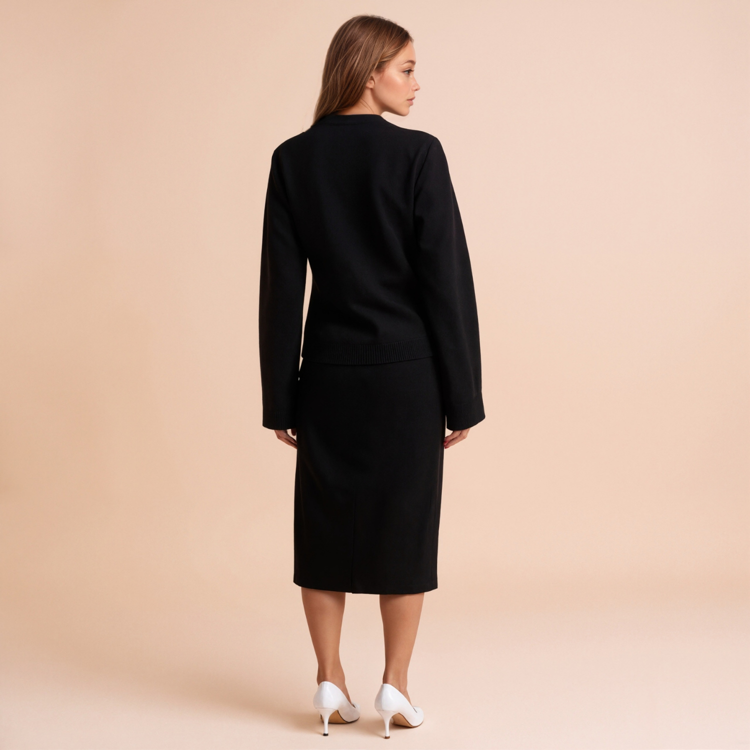 Full Length Buttoned Knit Cashmere Cardigan