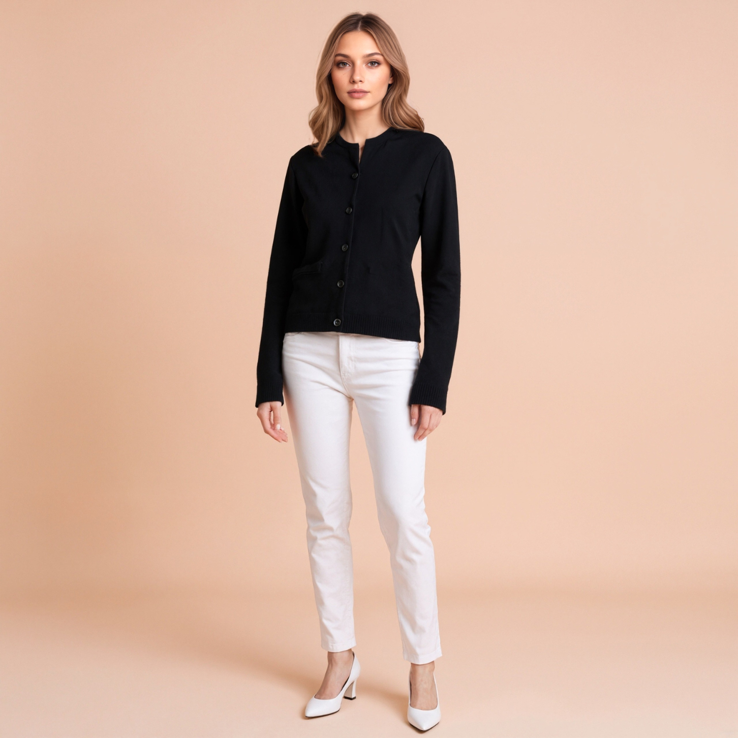 Full Length Buttoned Knit Cashmere Cardigan