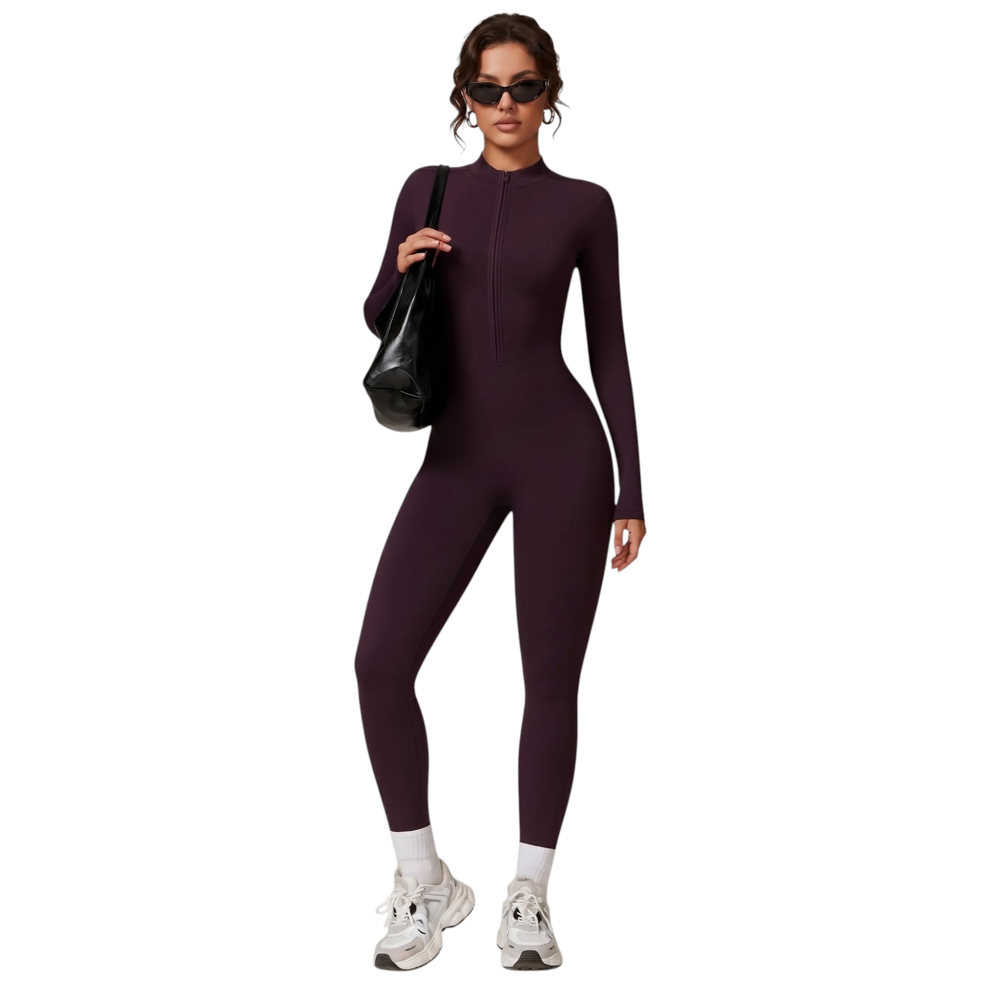 Solid Zip Up Sporty Skiing Jumpsuit