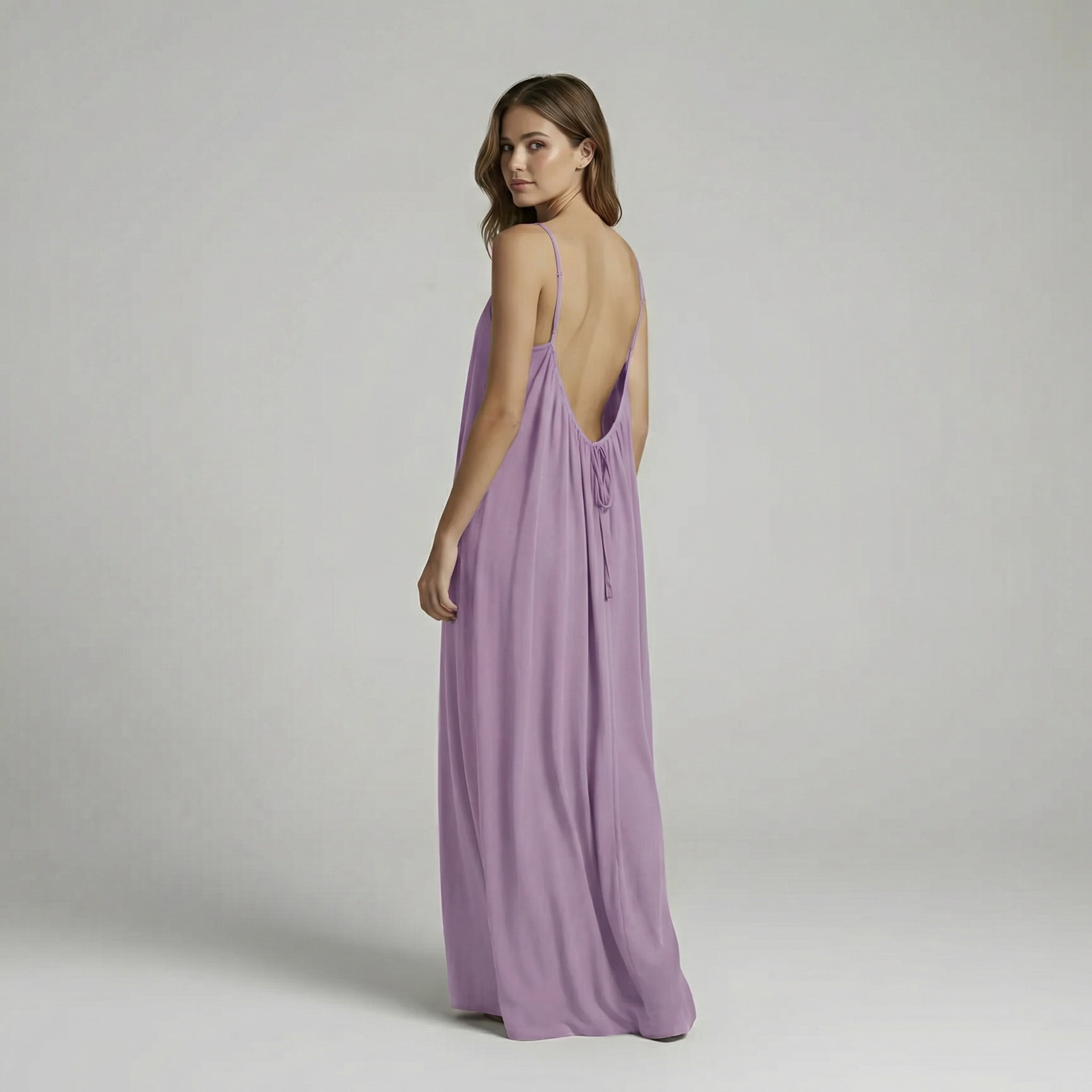 Backless Cami Maxi Dress With Adjustable Straps And Sleeveless Fit For Women