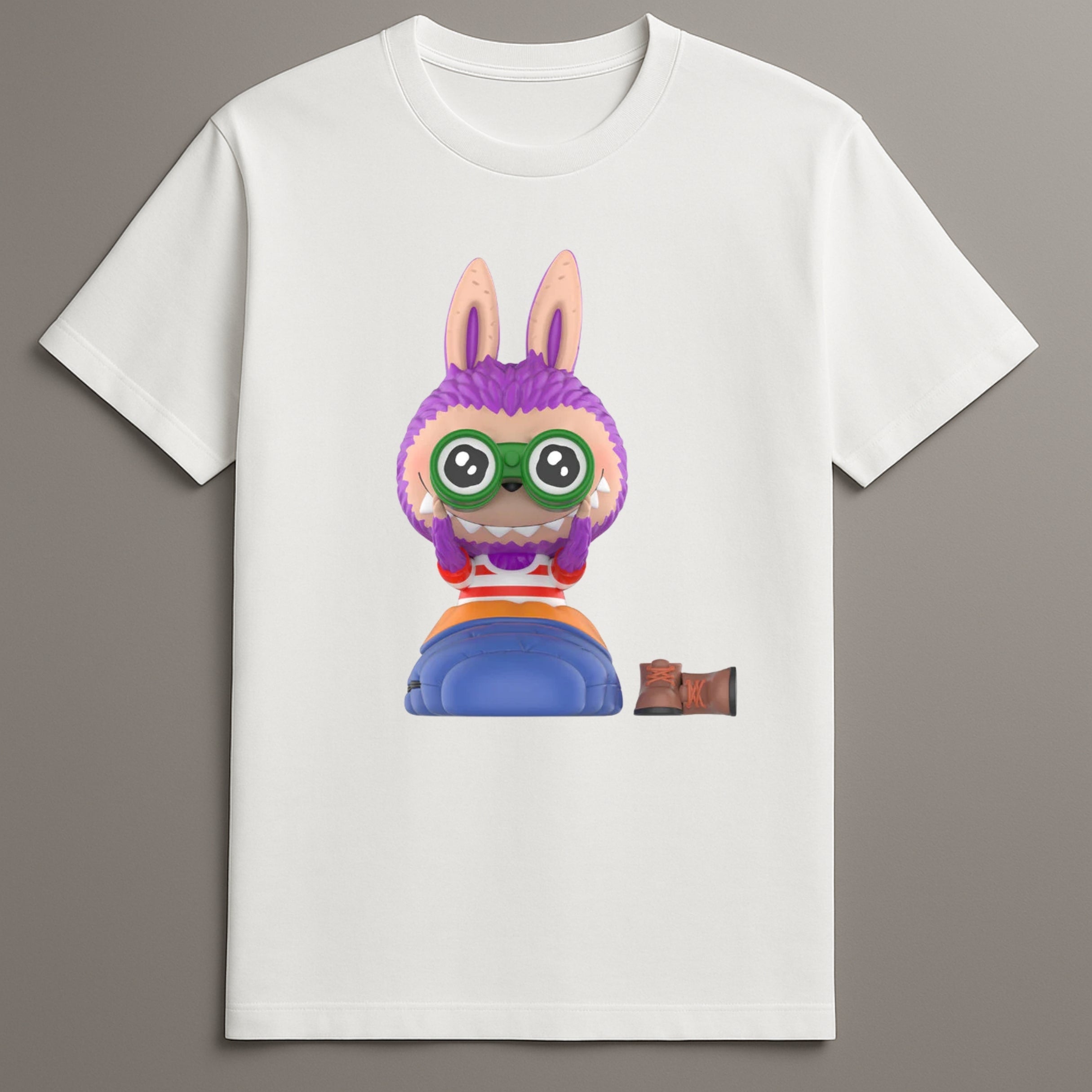 Labubu camping monster graphic tee

