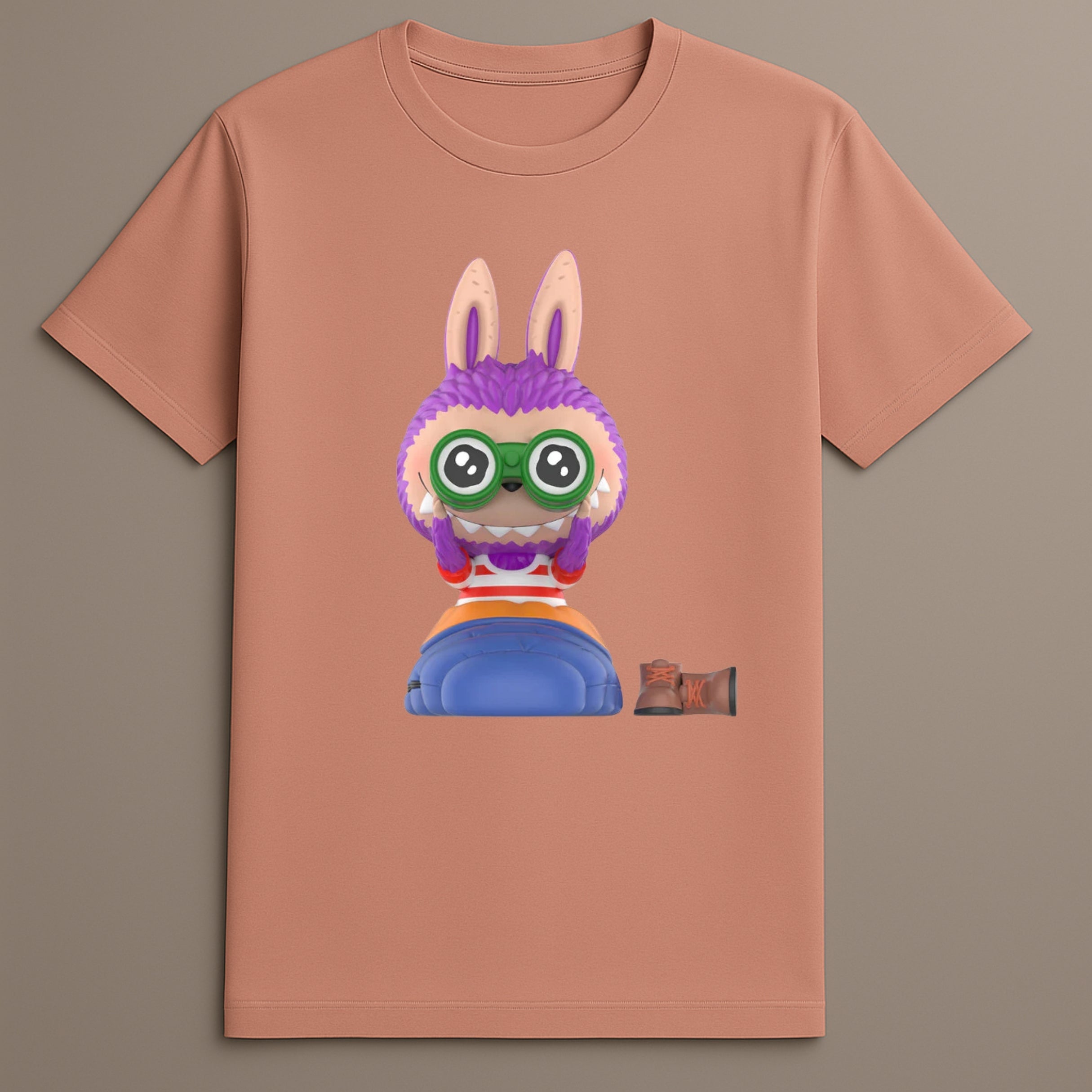 Cartoon Labubu camping style tee

