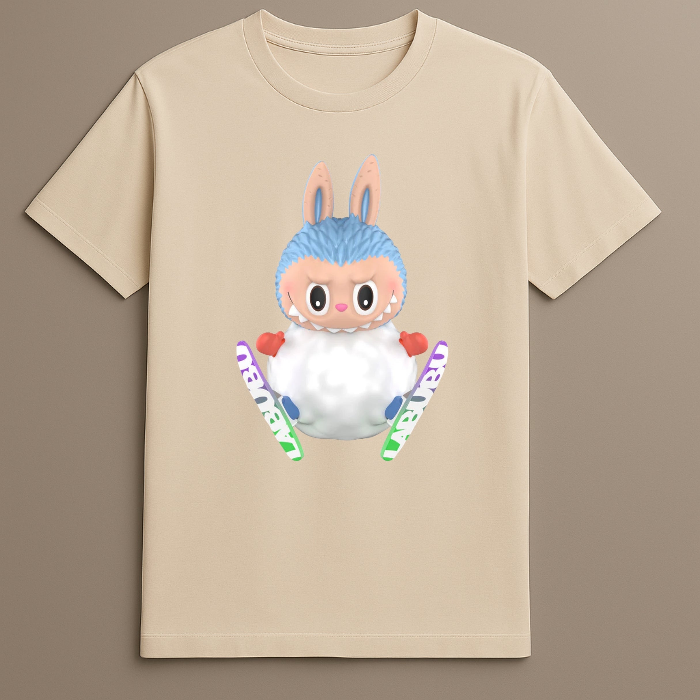 Cute monster skiing t-shirt design

