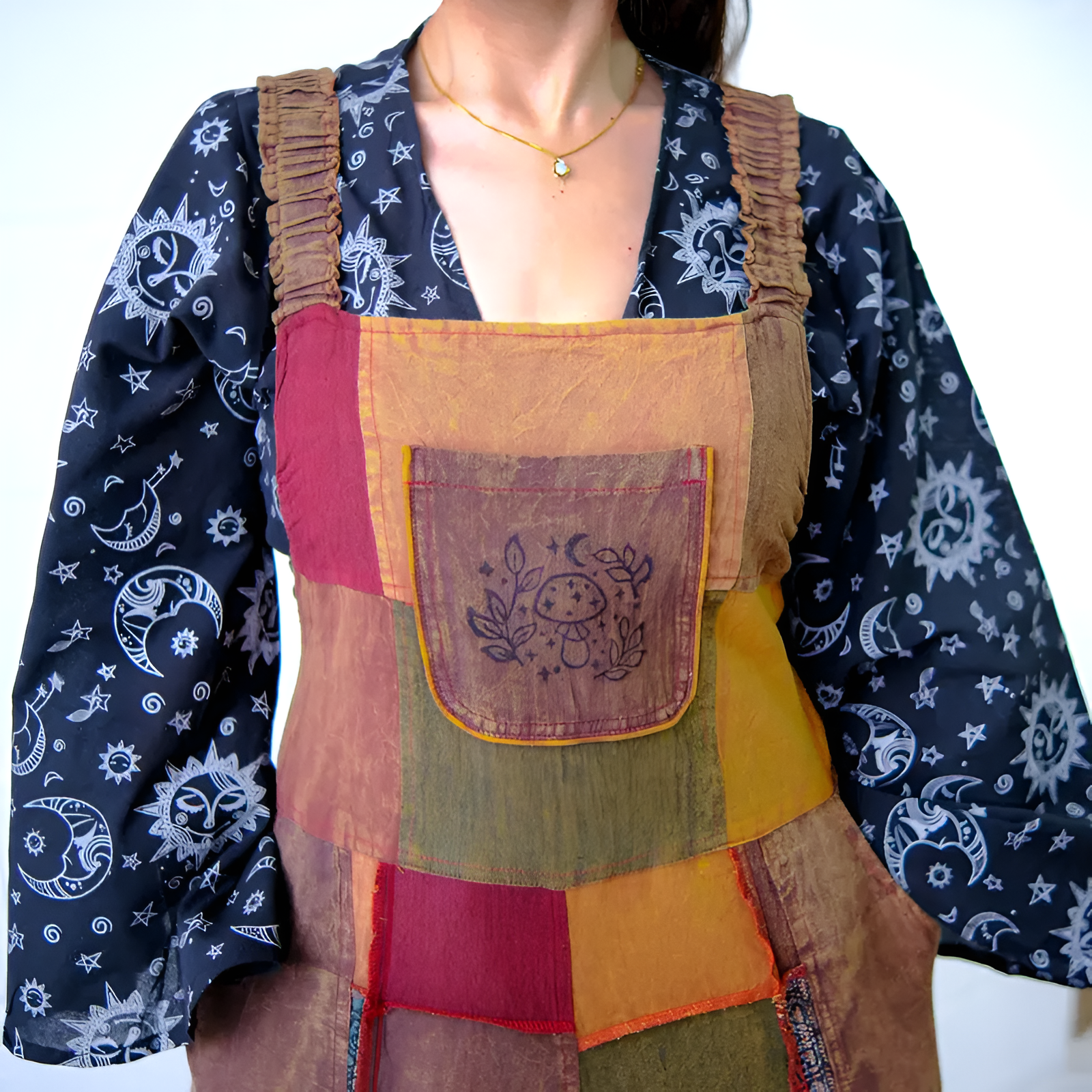 Loose Fit Patchwork Design Plus Size Jumpsuit For Women