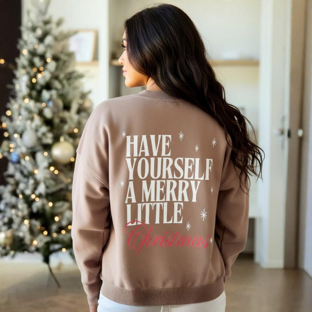 Merry Christmas Graphic Sweatshirt With Vintage Santa Design