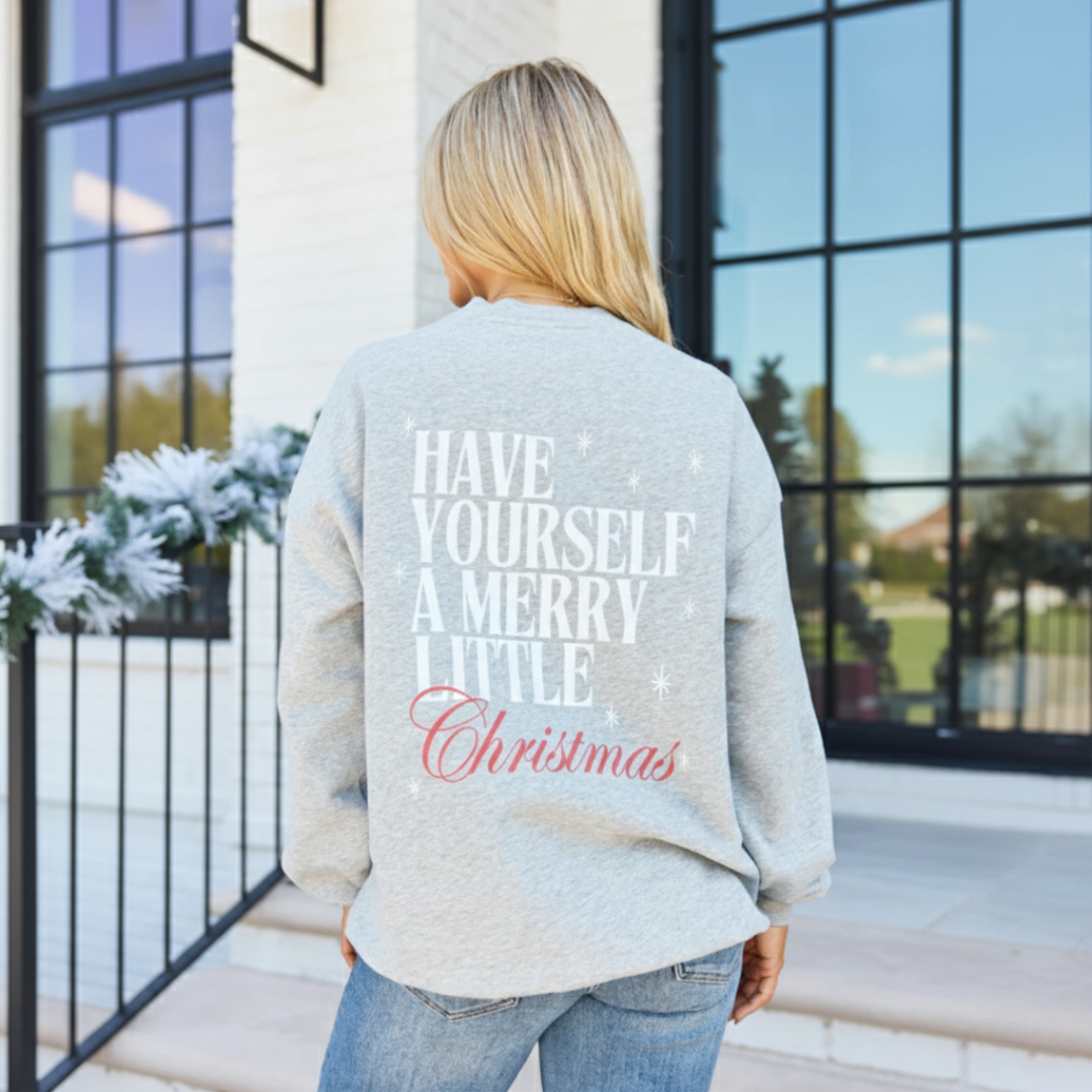 Merry Christmas Graphic Sweatshirt With Vintage Santa Design