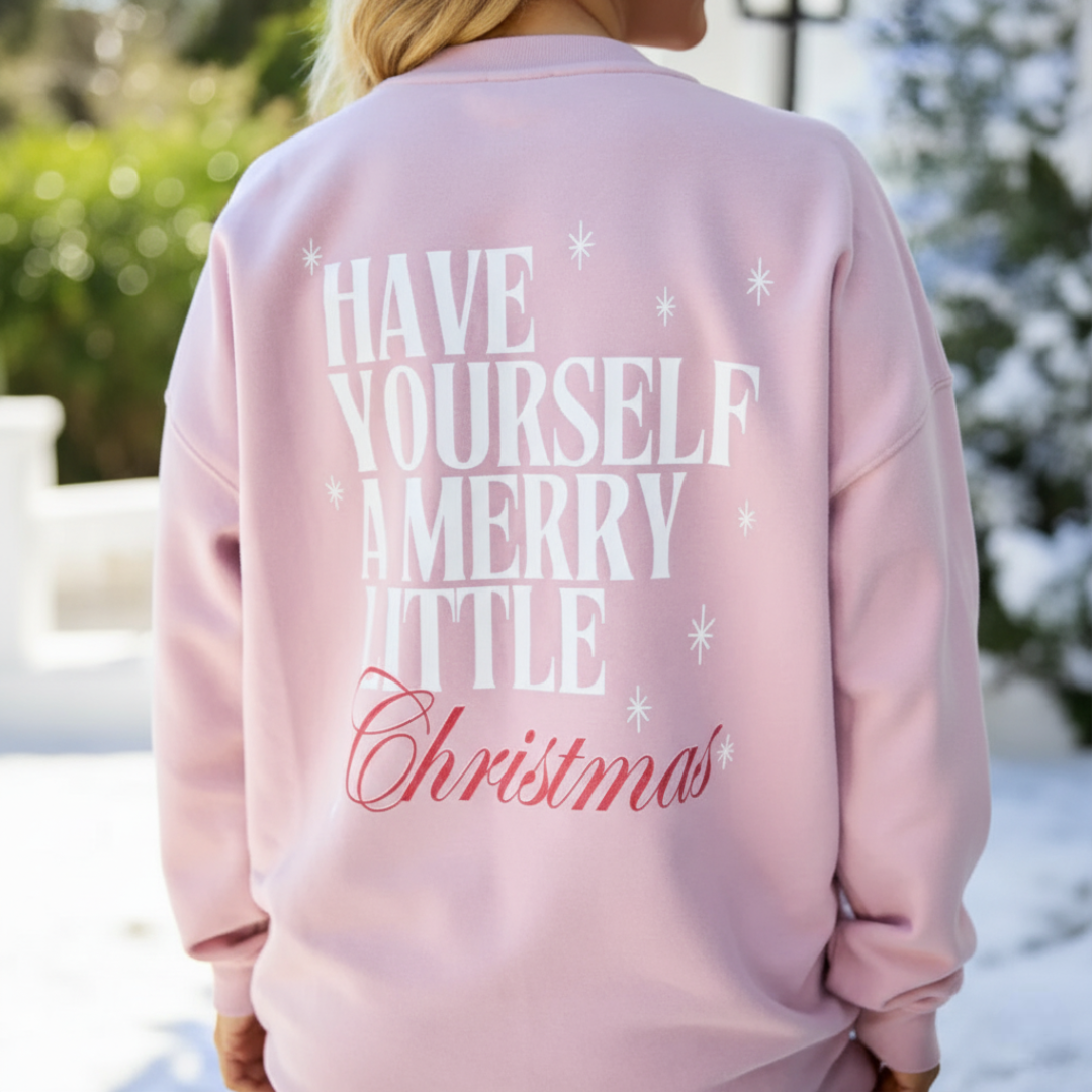 Merry Christmas Graphic Sweatshirt With Vintage Santa Design