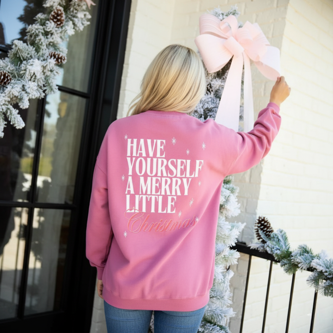 Merry Christmas Graphic Sweatshirt With Vintage Santa Design