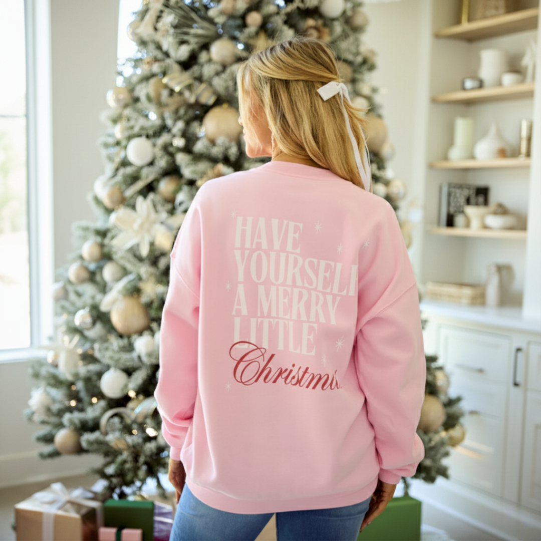 Merry Christmas Graphic Sweatshirt With Vintage Santa Design