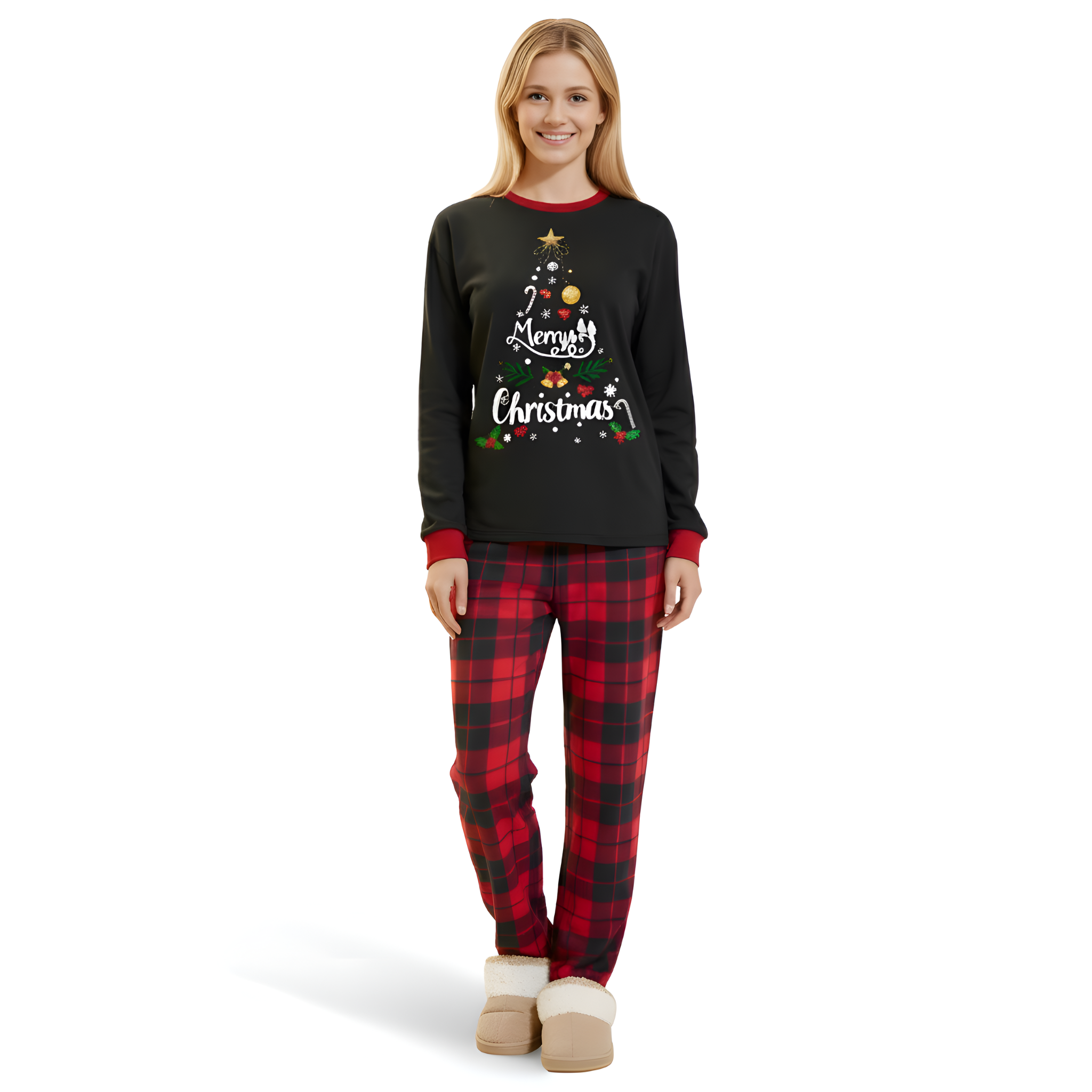 Merry Christmas Tree Plaid Family Matching Pajama Sets