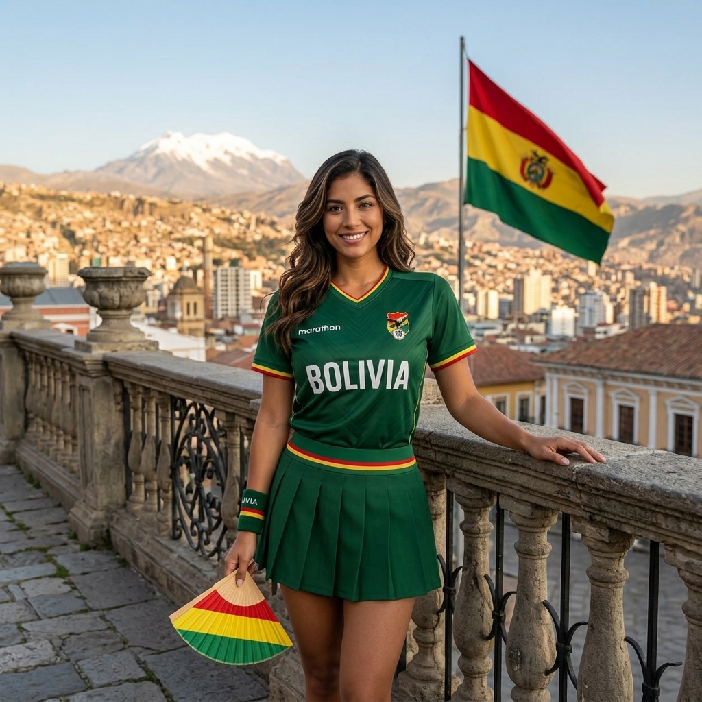 FIFA 2026 Bolivia Football Themed Two Piece Skirt Set For Women