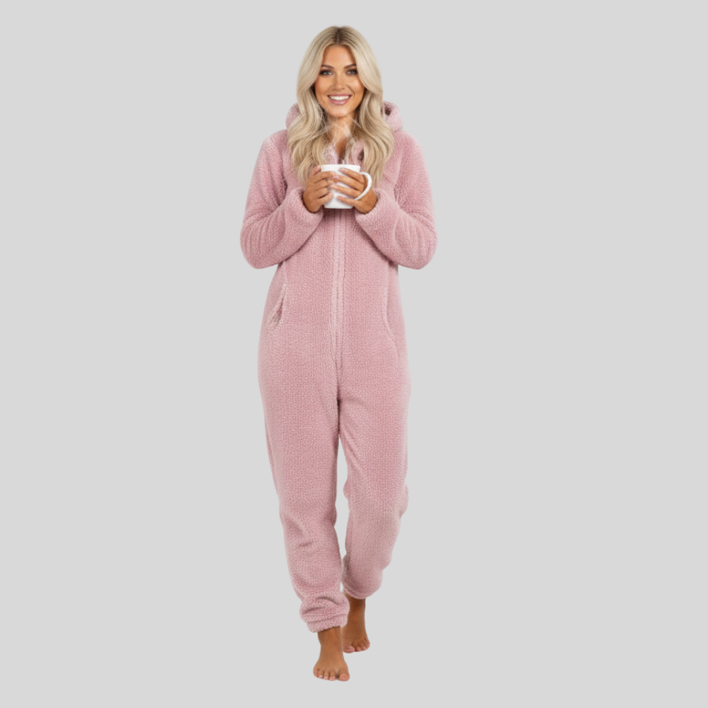 Plush Hooded Long Sleeve Jumpsuit