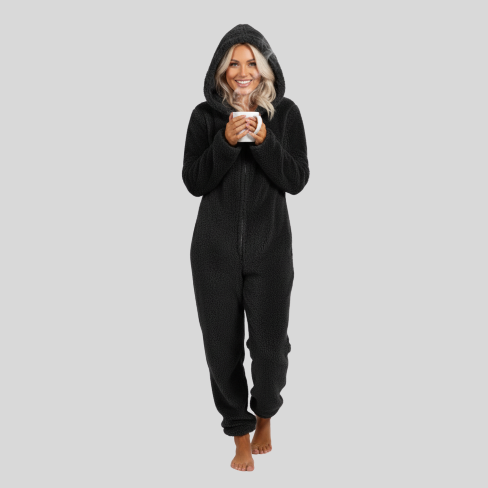 Plush Hooded Long Sleeve Jumpsuit
