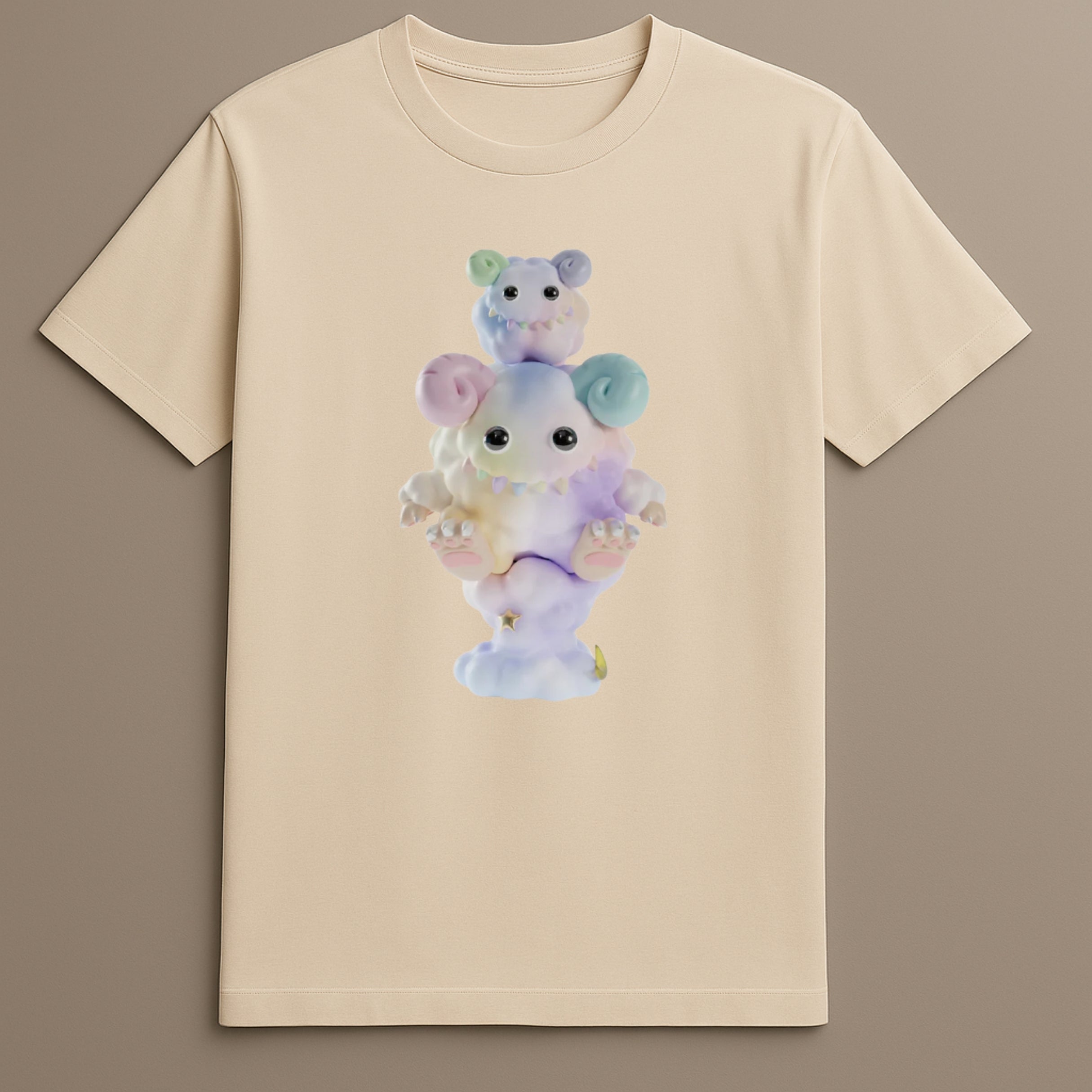 Stacked pastel monsters