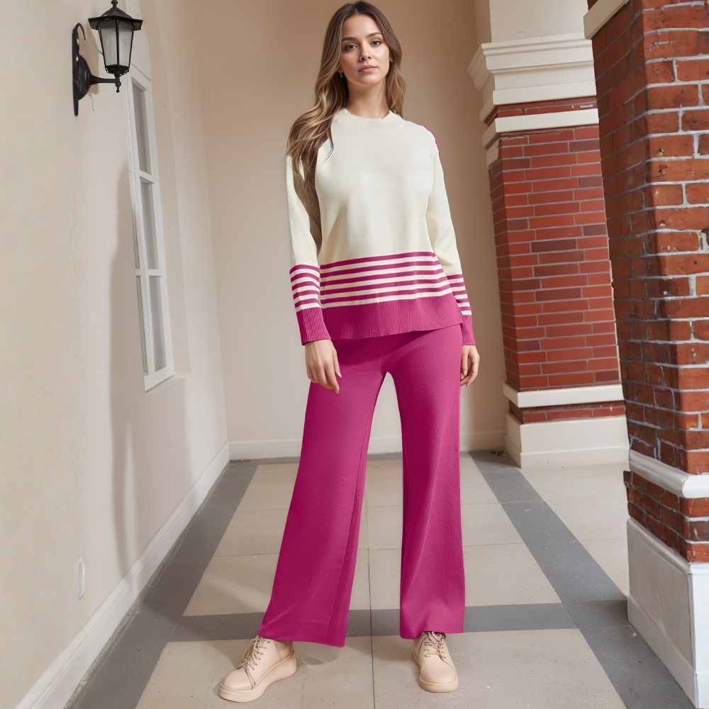 Two Piece Lounge Sets For Women With Knitted Pullover Sweater And Matching Pants