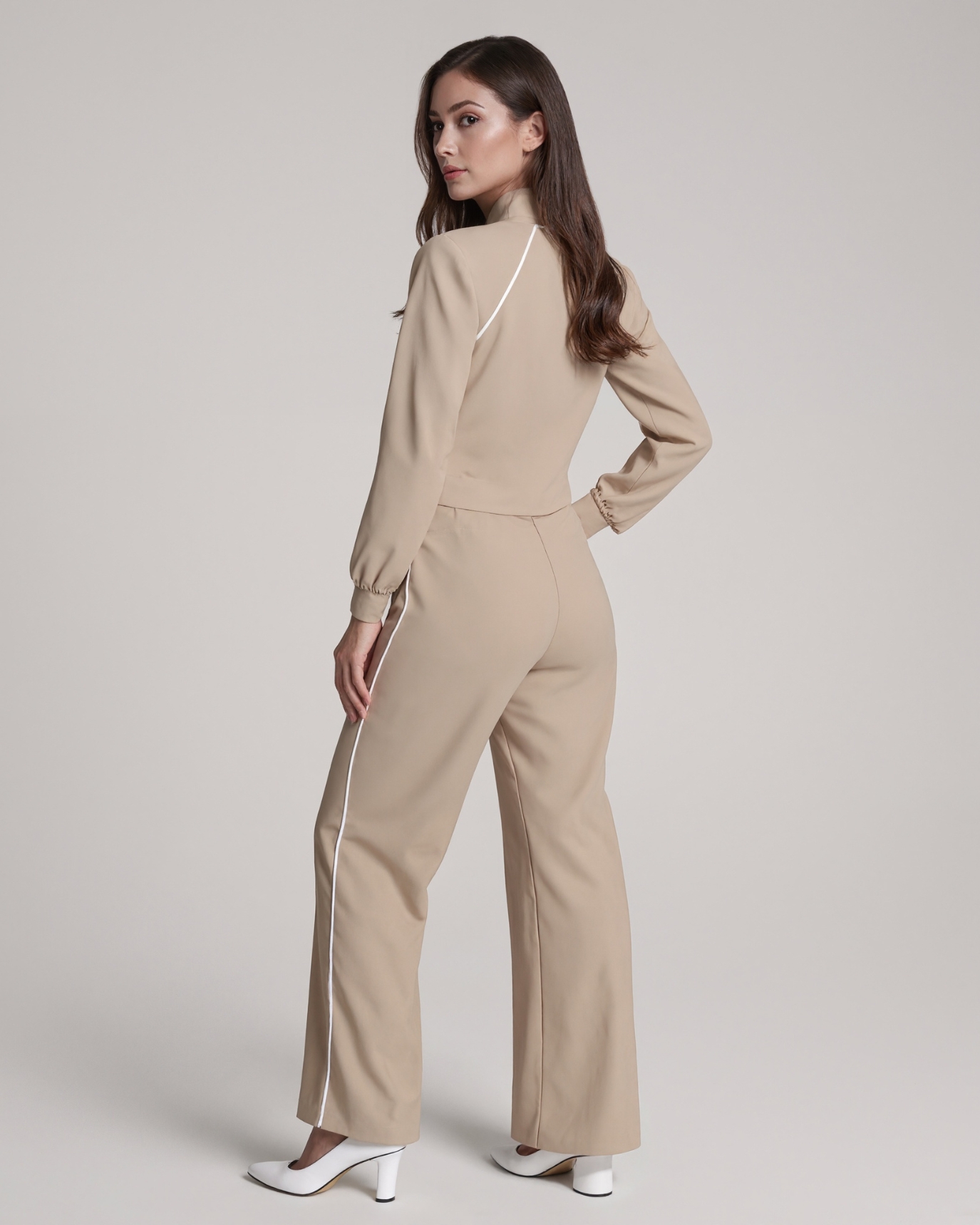Pique Half Zip Jumpsuit Soft Stretch One Piece