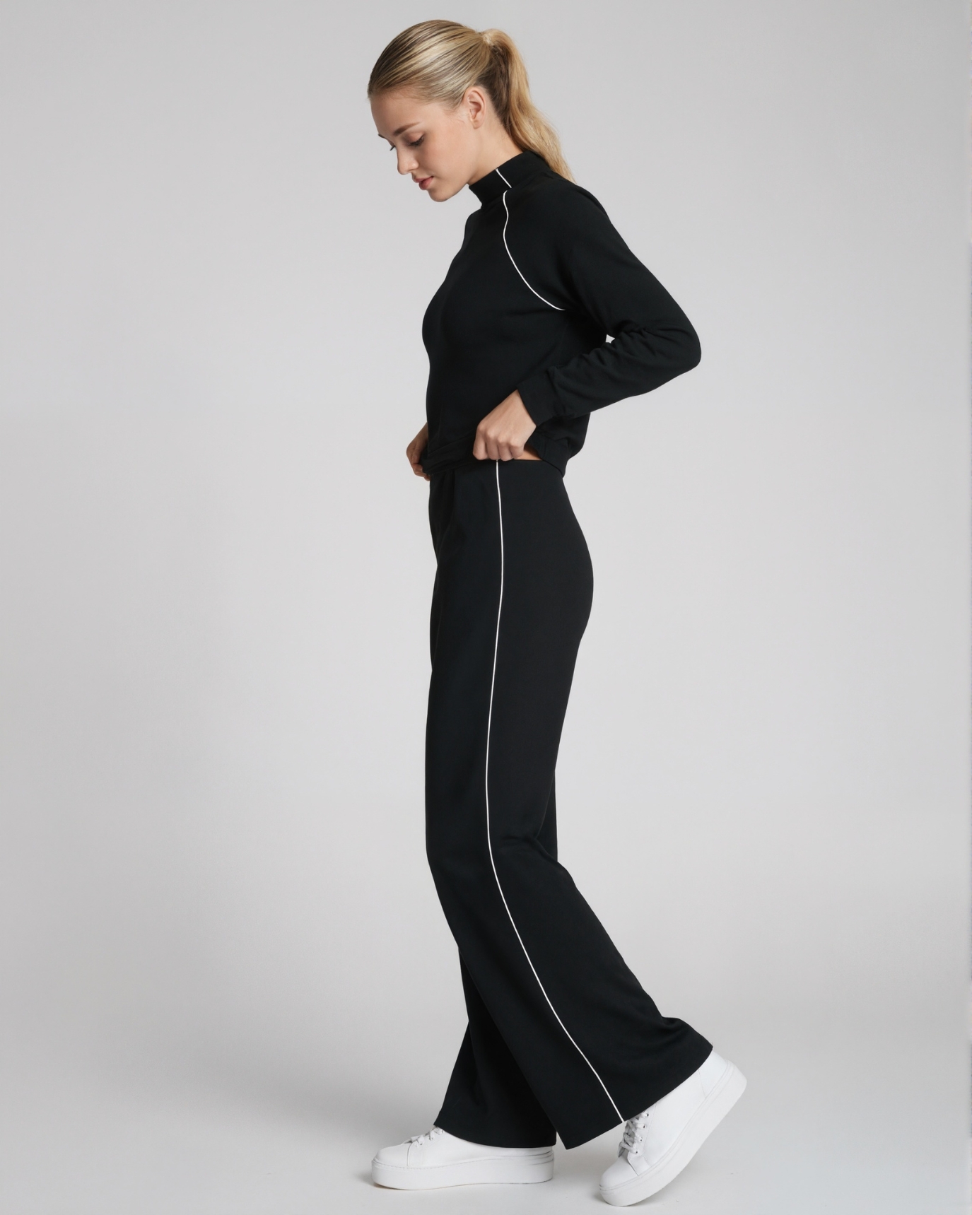 Pique Half Zip Jumpsuit Soft Stretch One Piece