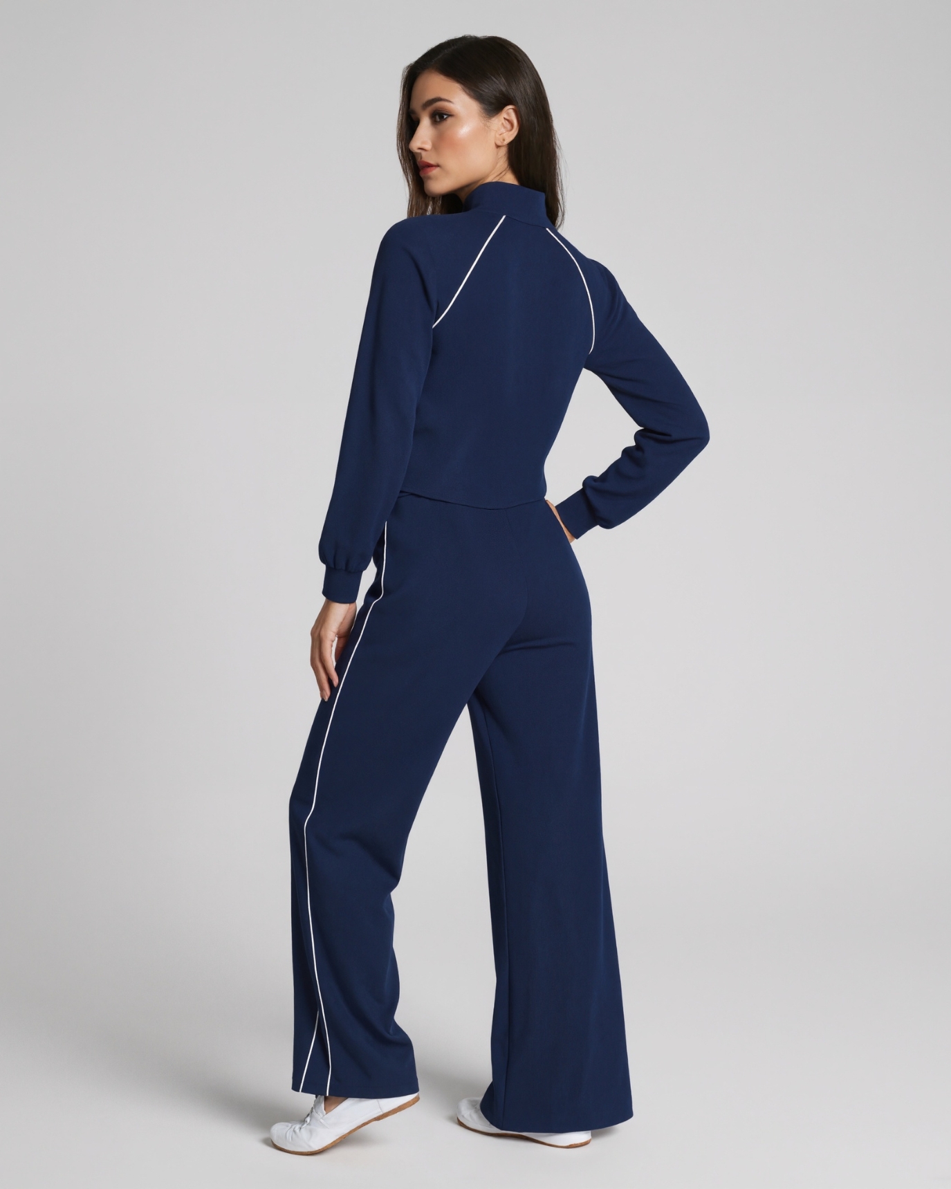 Pique Half Zip Jumpsuit Soft Stretch One Piece