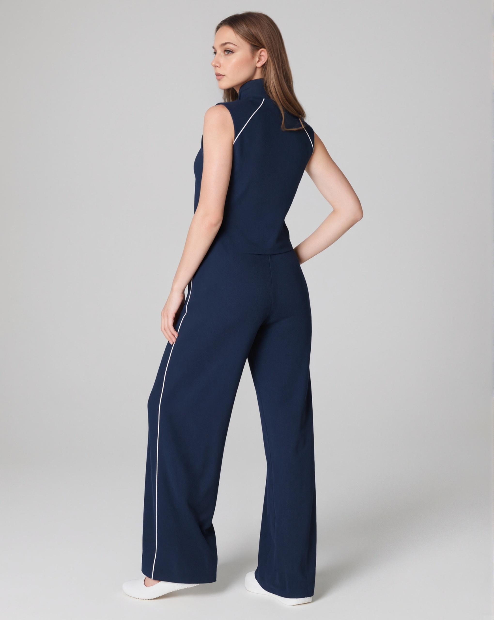 Pique Sleeveless Jumpsuit Lightweight Knit One Piece