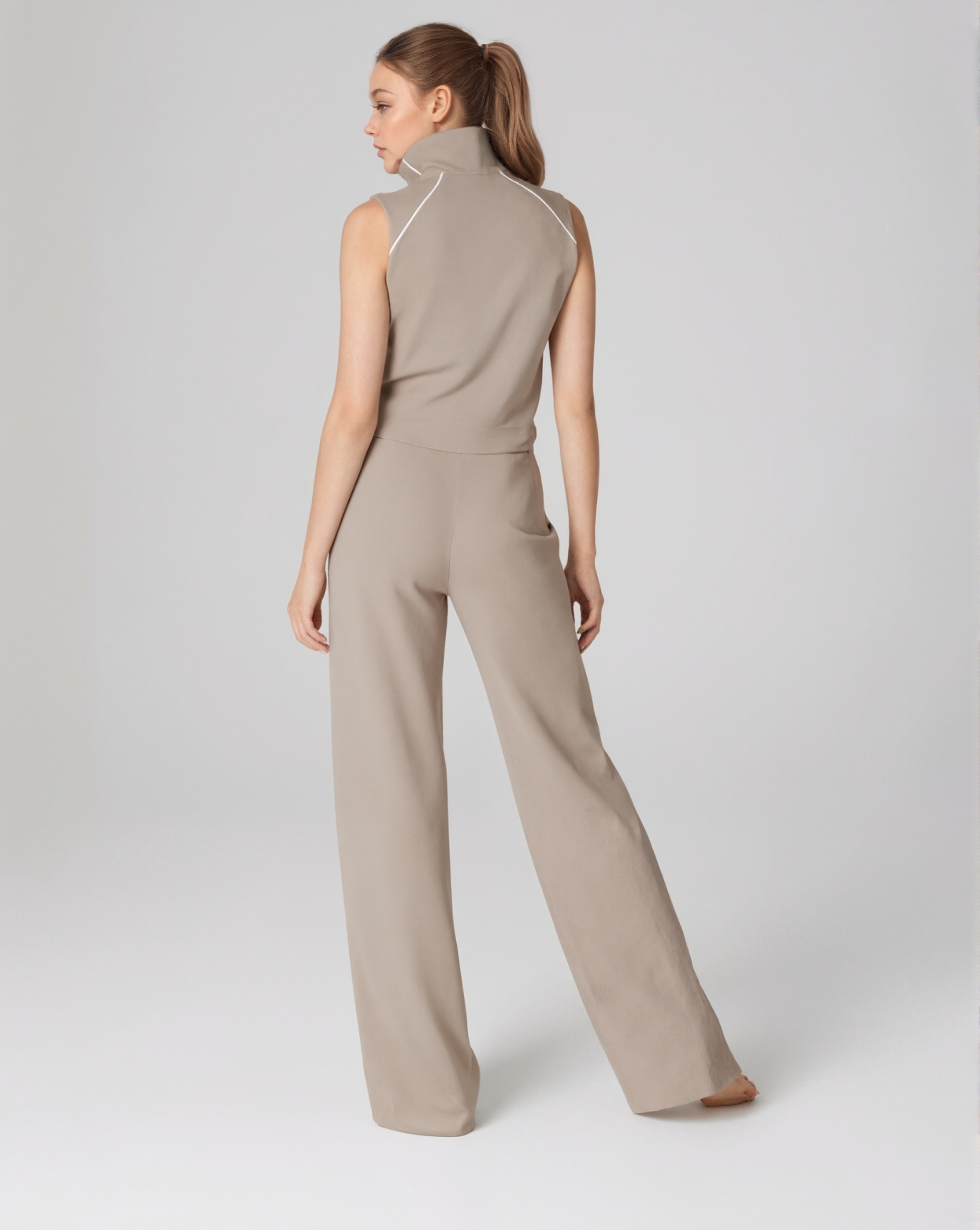 Pique Sleeveless Jumpsuit Lightweight Knit One Piece