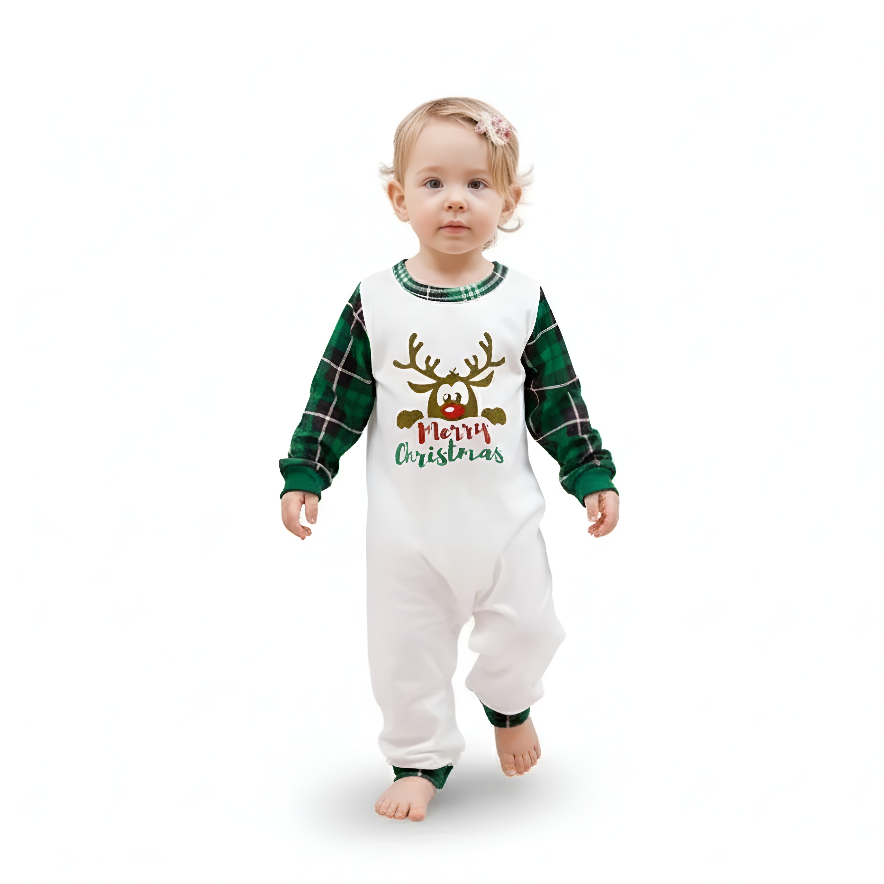 Green Plaid Reindeer Merry Christmas Family Matching Pajama SetGreen Plaid Reindeer Merry Christmas Family Matching Pajama Set - Image 5