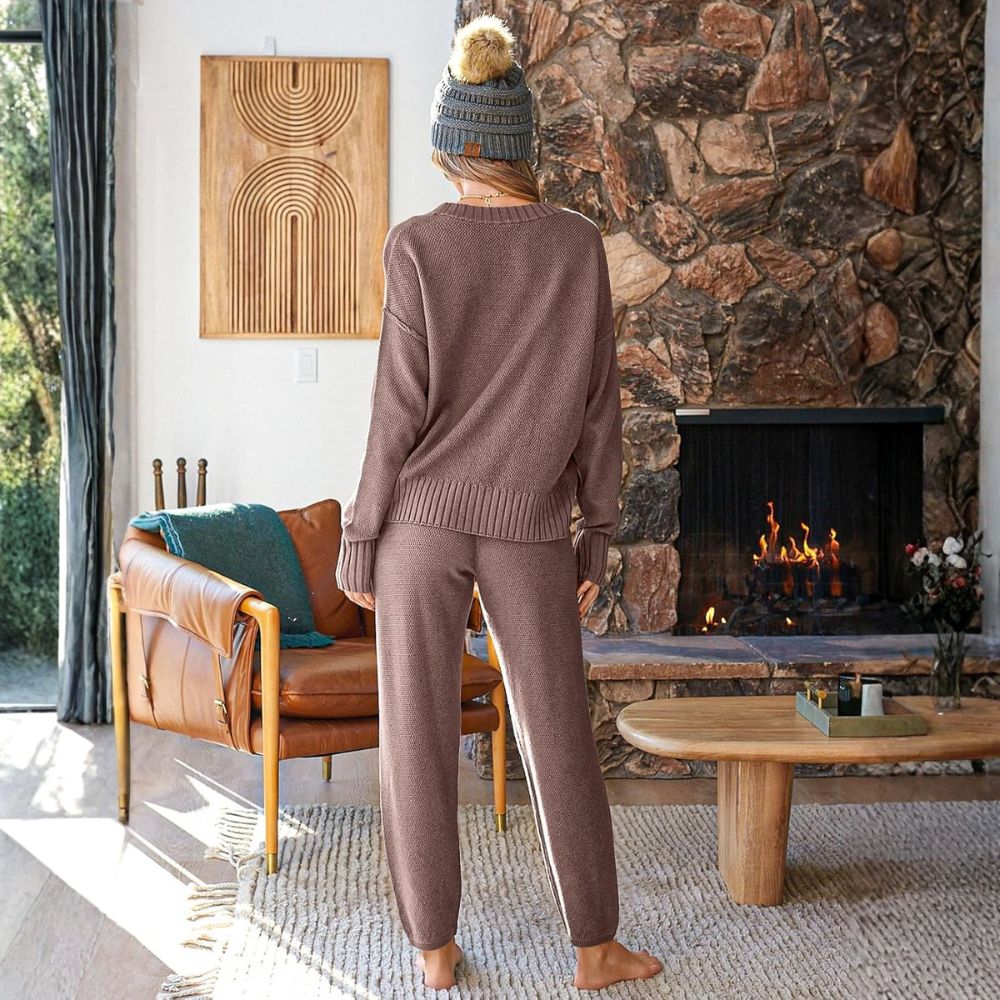 Womens Cardigan Pants Sets 2 Piece Slouchy Sweater Loungewear