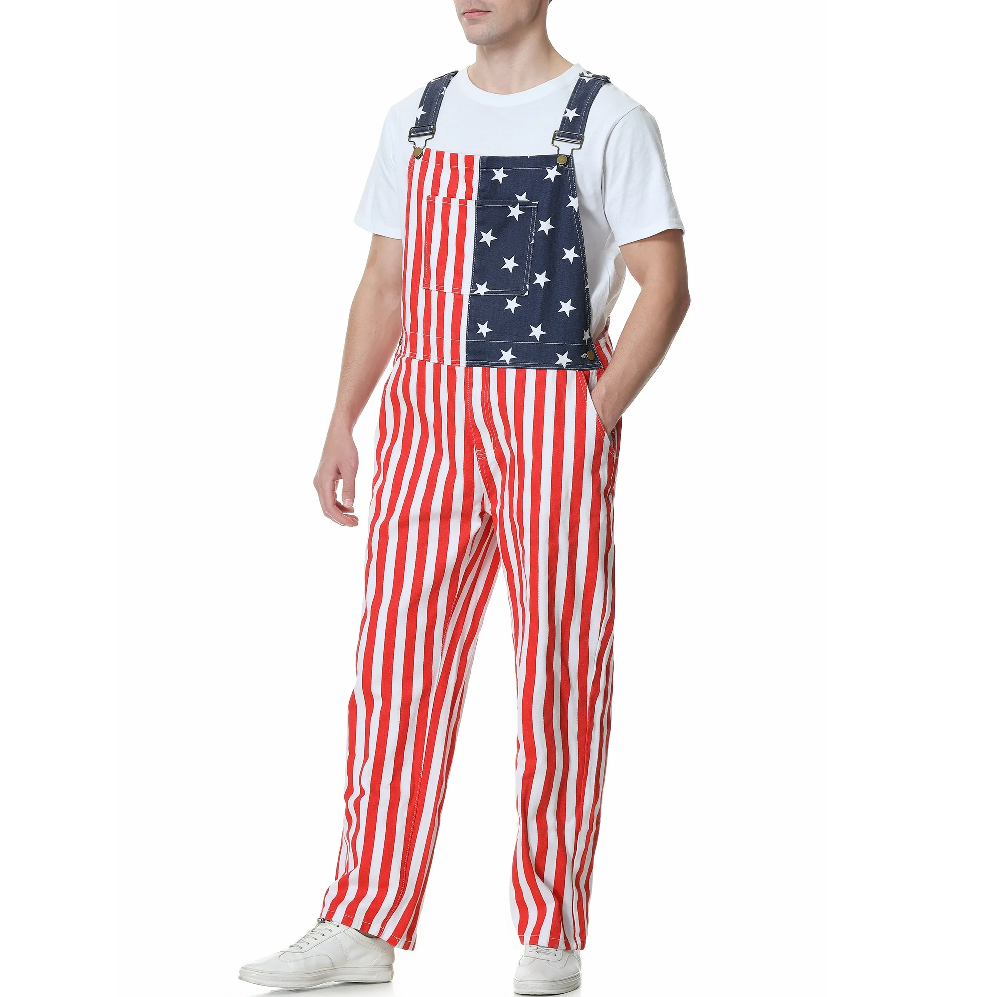  Denim Bib Coveralls Adjustable Straps Jumpsuit with Zip