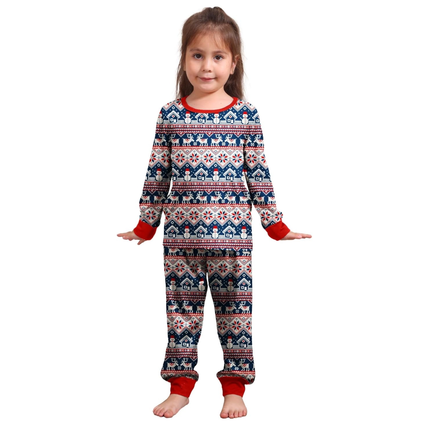 Reindeer And Snowflake Printed Family Matching Christmas Pajama SetReindeer And Snowflake Printed Family Matching Christmas Pajama Set - Image 4