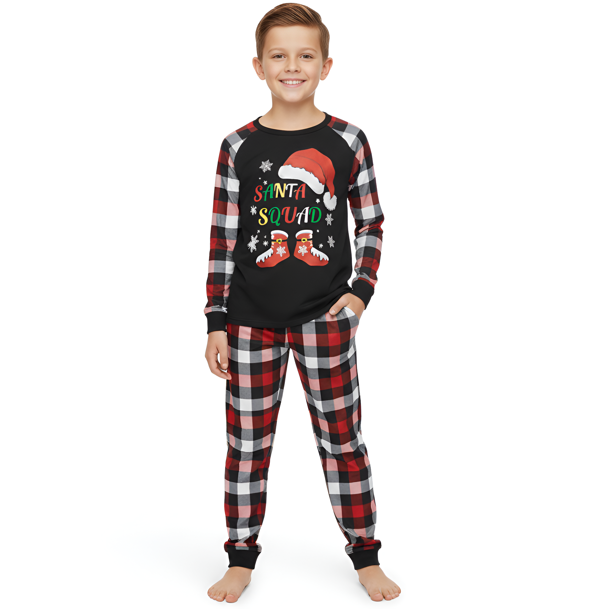 Santa Squad Plaid Christmas Family Matching Pajama SetsSanta Squad Plaid Christmas Family Matching Pajama Sets - Image 4
