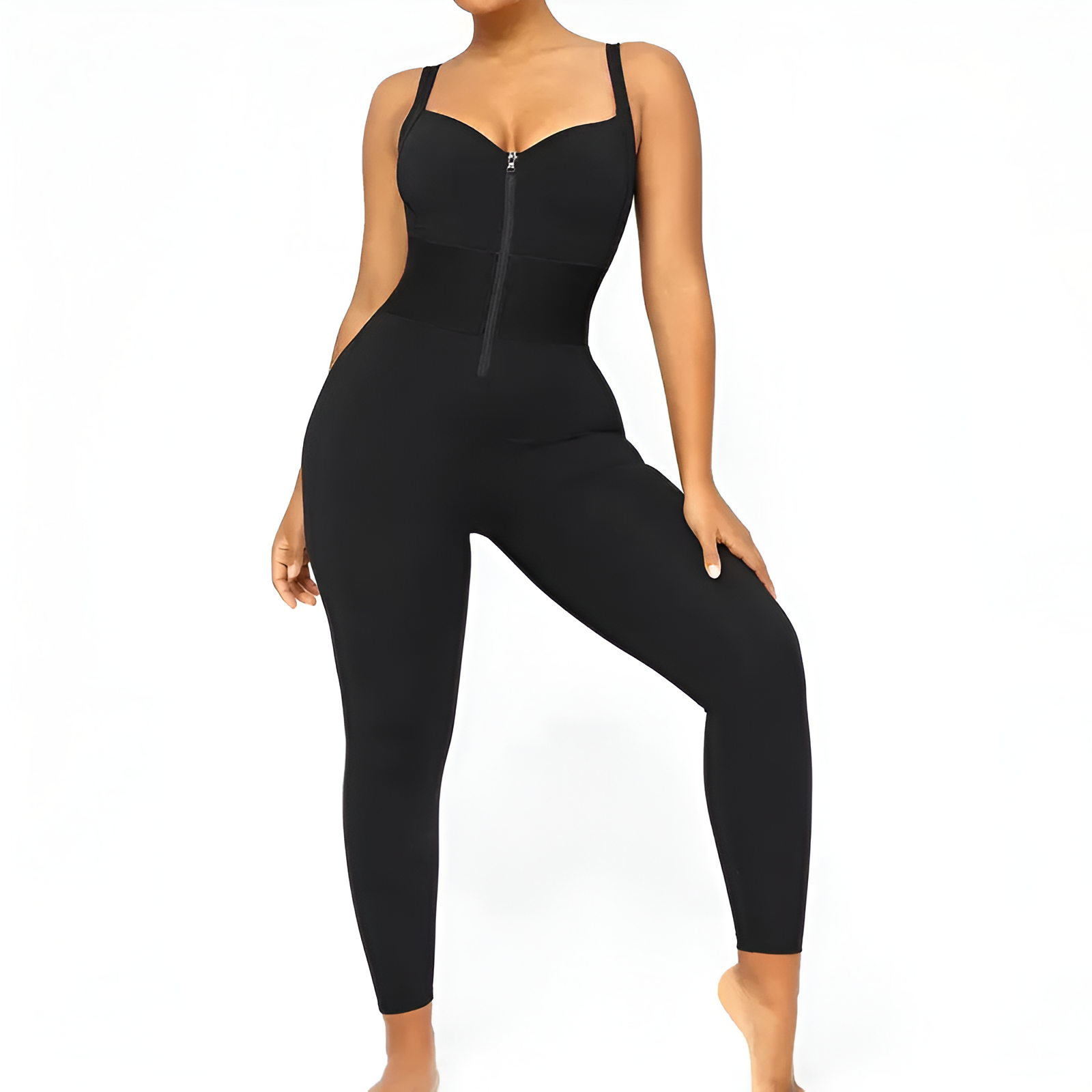 Sleeveless Jumpsuit With Front Zip For Women