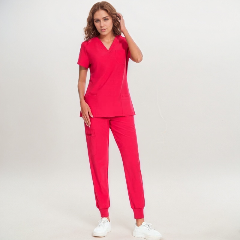 Stretch Scrubs Top And Jogger Pant With 10 Pockets