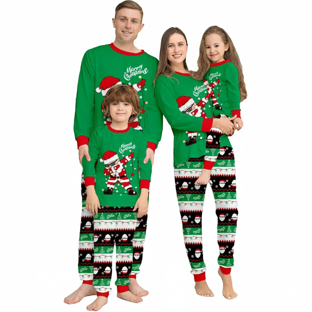 Swag Santa Design Matching Family Christmas Pajamas With Long Sleeve Tops And Loungewear