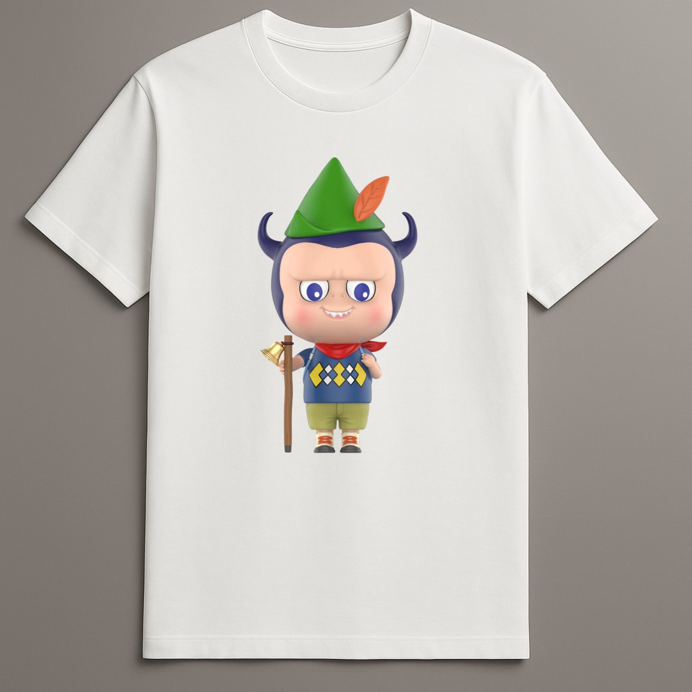 Labubu camping printed cartoon tee