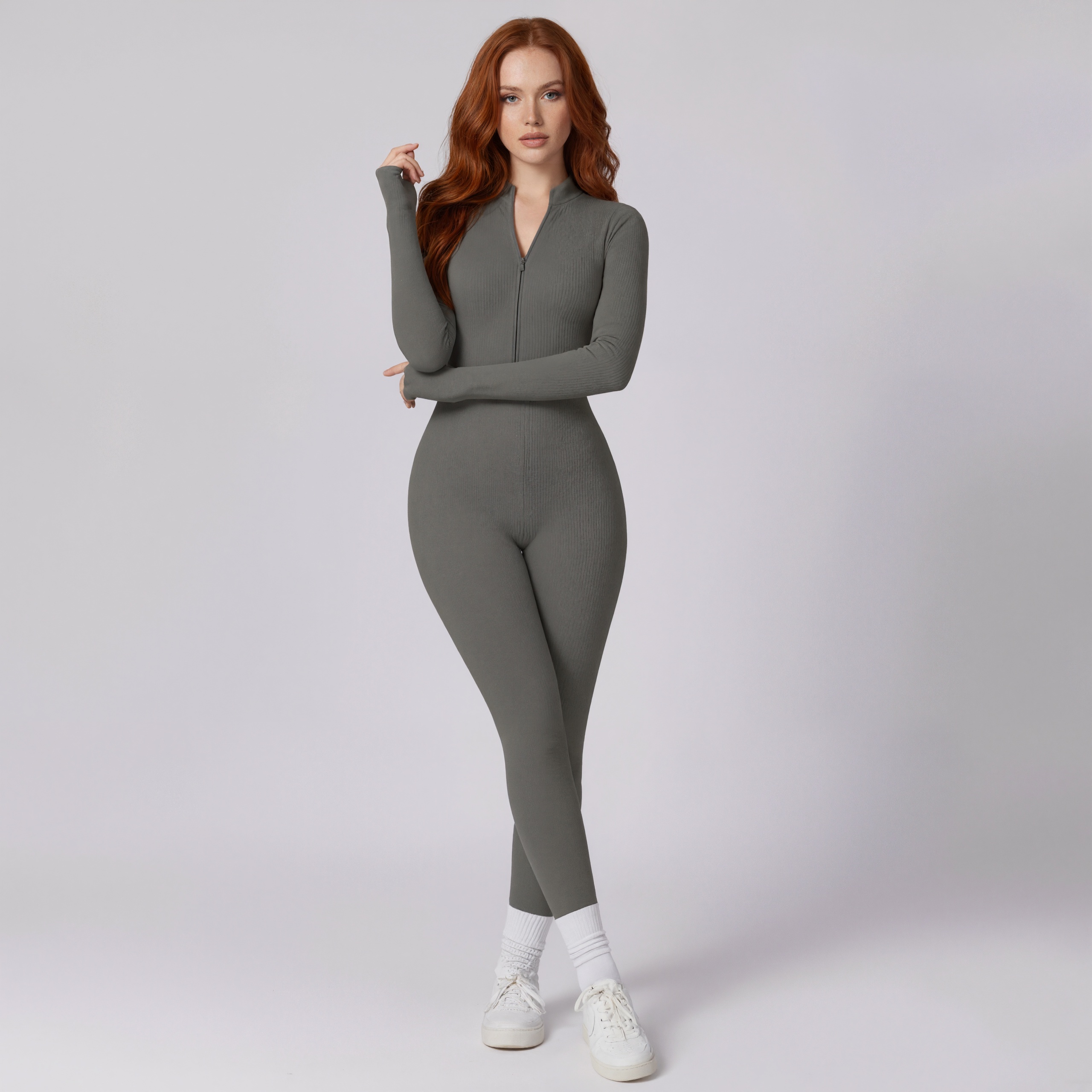 Thermal Zip Up Long Sleeve Jumpsuit
