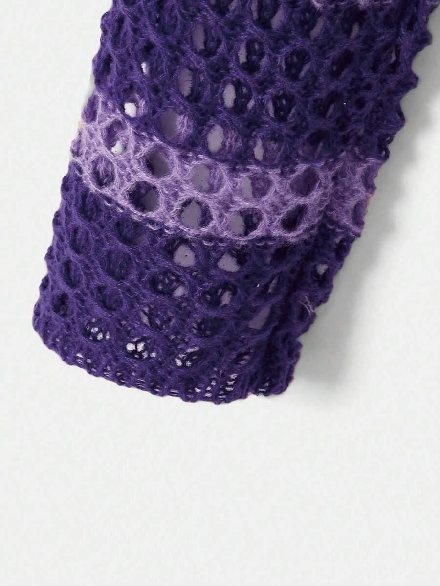 Two Tone Open Knit Crop Sweater