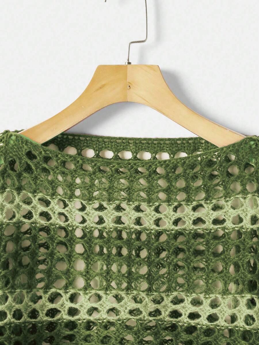 Two Tone Open Knit Crop Sweater