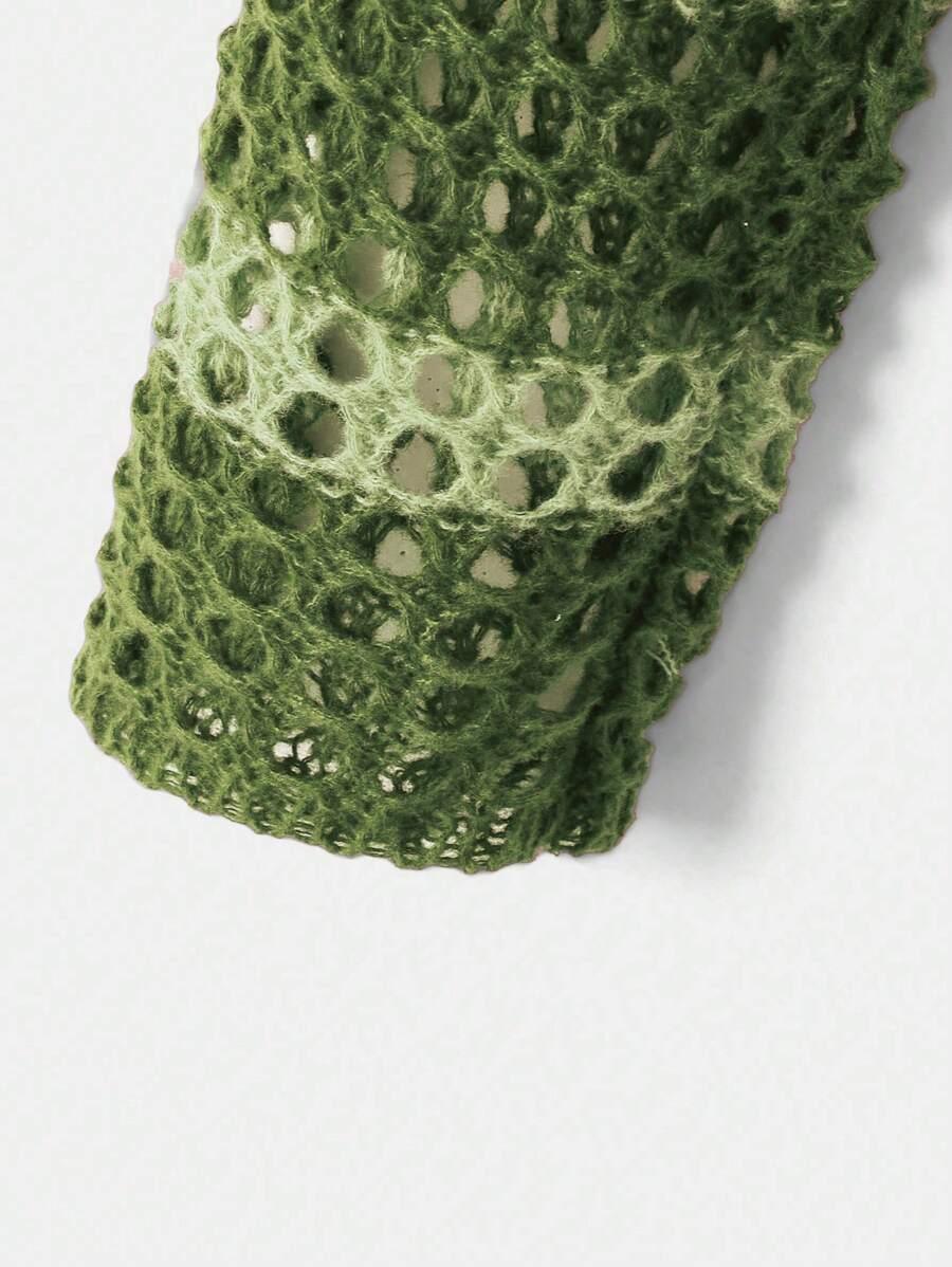 Two Tone Open Knit Crop Sweater