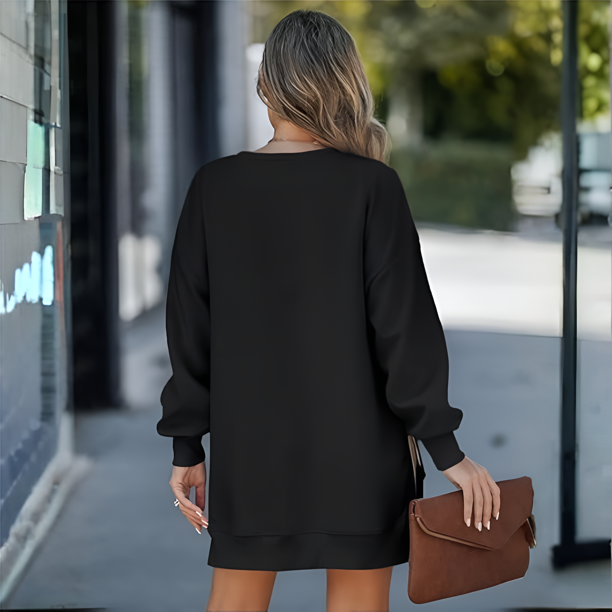 Oversized Sweatshirt With Zipper Slit For Women