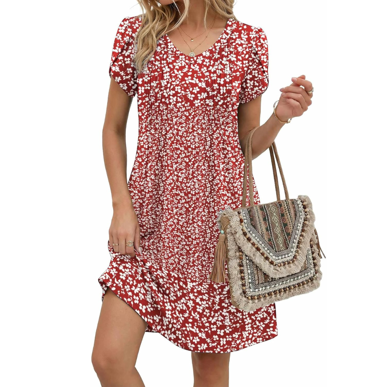 Floral A Line hort Boho Sundress For Women