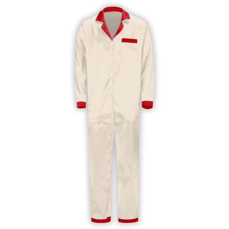 Festive Family Matching Pajama SetSatin Trimmed Button Down Pajama Set - Image 4